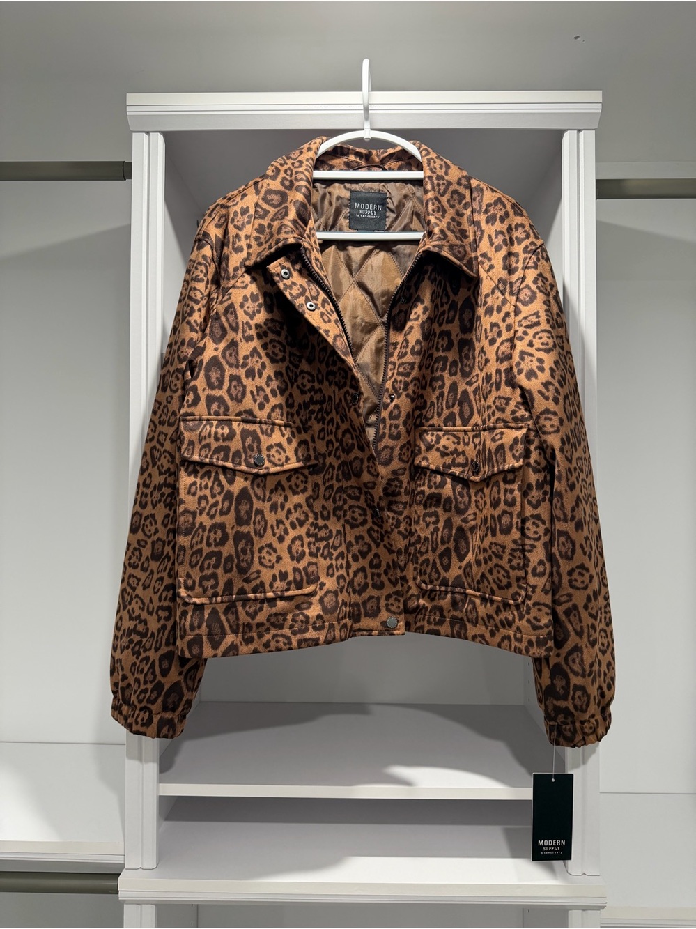 Modern Citizen Leopard Print Cropped Jacket - Brown
